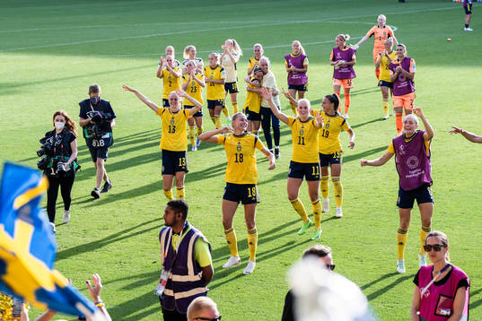 Players of Sweden celebrate