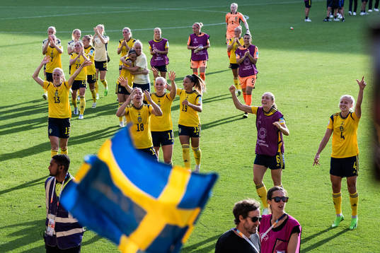 Players of Sweden celebrate
