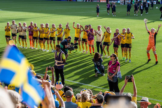 Players of Sweden celebrate