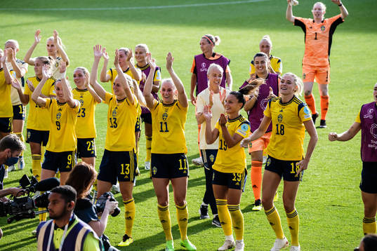 Players of Sweden celebrate
