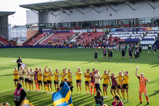 Players of Sweden celebrate