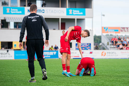 Mathias Knutsen Rasmussen of Brann in pain
