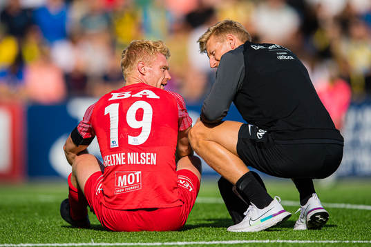 Sivert Heltne Nilsen of Brann with an injury