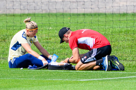 Goalkeeper Jennifer Falk of the Swedish women's national