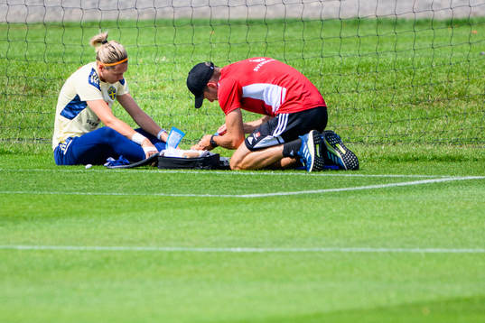 Goalkeeper Jennifer Falk of the Swedish women's national