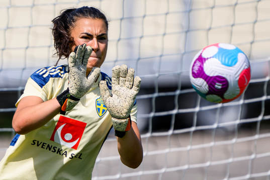 Goalkeeper Zecira Musovic of the Swedish women's national