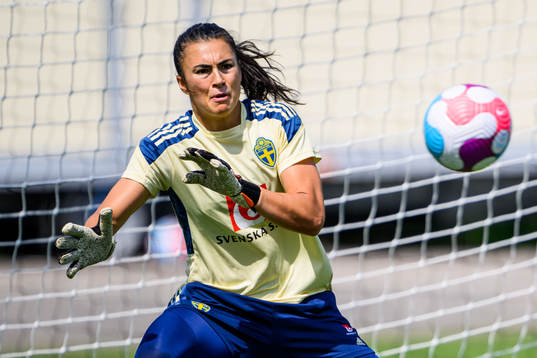 Goalkeeper Zecira Musovic of the Swedish women's national