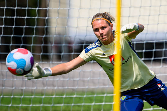 Goalkeeper Jennifer Falk of the Swedish women's national