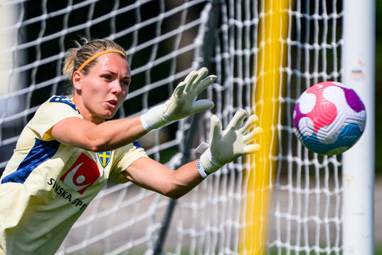 Goalkeeper Jennifer Falk of the Swedish women's national