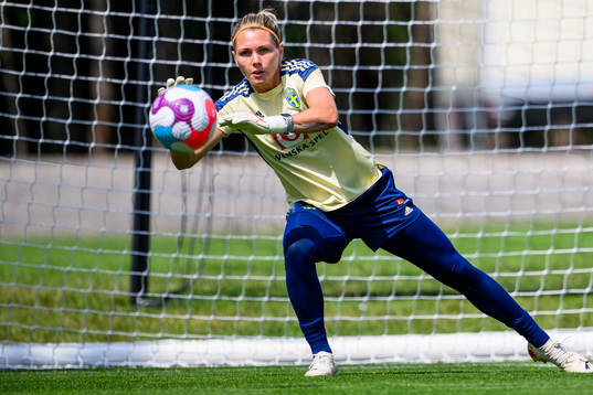 Goalkeeper Jennifer Falk of the Swedish women's national