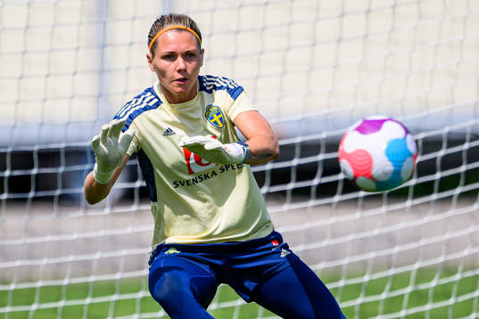 Goalkeeper Jennifer Falk of the Swedish women's national