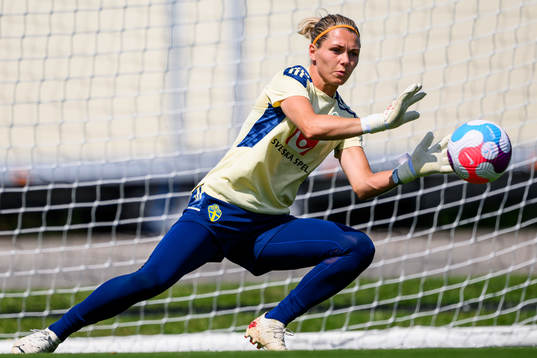 Goalkeeper Jennifer Falk of the Swedish women's national