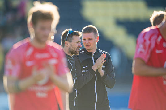 Eirik Horneland, head coach of Brann, and Erik Huseklepp,