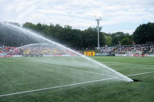 Sprinklers watering the grass