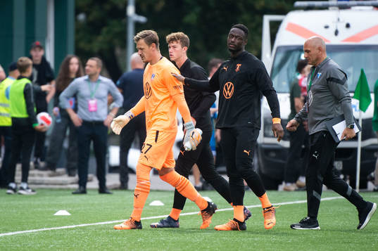 Goalkeeper Johan Dahlin, goalkeeper Ismael Diawara and Amin
