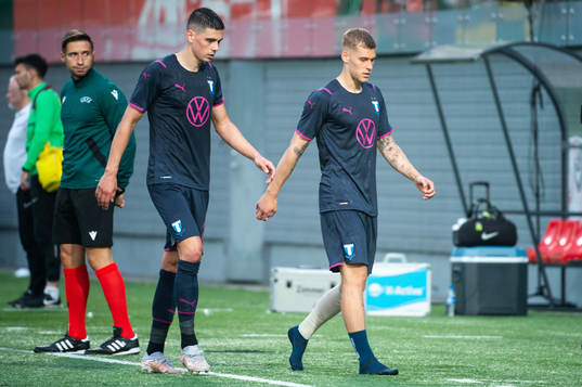 Felix Beijmo and Dennis Hadzikadunic of Malmö FF looks