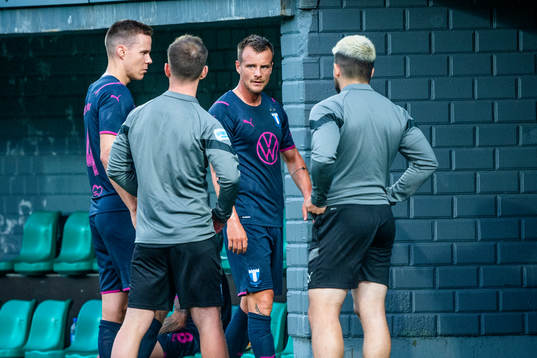 Niklas Moisander and Eric Larsson of Malmö FF looks