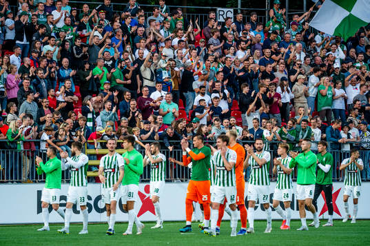 The players and supporters of FK Zalgiris celebrate