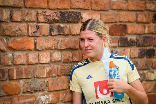 of the Swedish women's national football team at a press