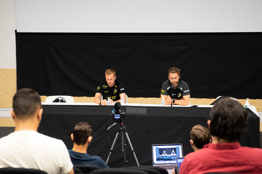 Sebastian Larsson and Bartosz Grzelak, head coach of AIK