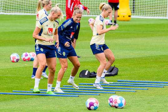 Stina Blackstenius and Filippa Angeldahl of the Swedish