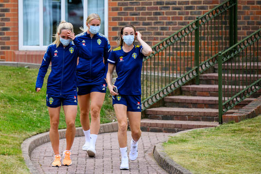 Elin Rubensson, Stina Blackstenius and Kosovare Asllani of