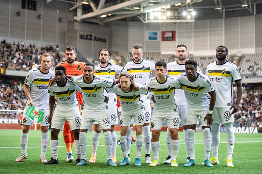 Players of AIK line up for a team photo