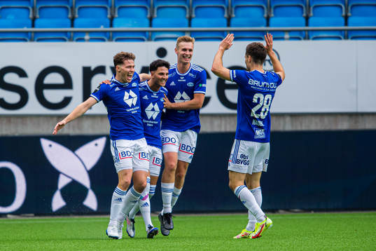 Emil Varhaugvik Breivik of Molde celebrates