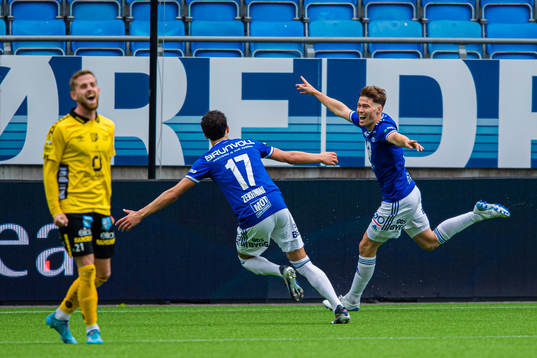 Emil Varhaugvik Breivik of Molde celebrates