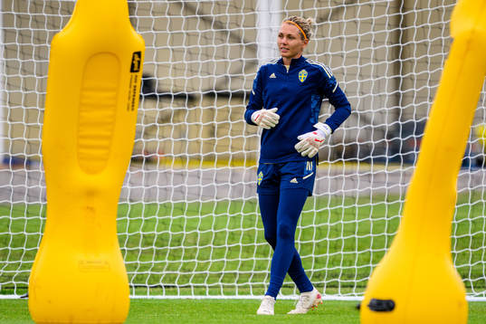 Goalkeeper Jennifer Falk of the Swedish women's national