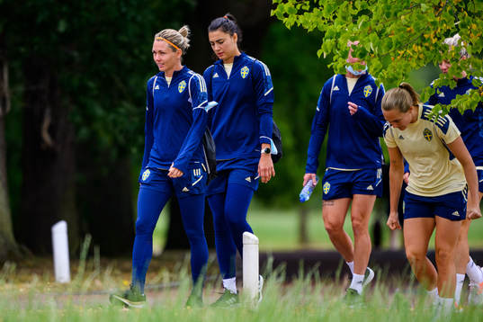 Goalkeeper Jennifer Falk and goalkeeper Zecira Musovic of