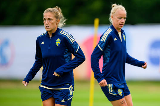 Filippa Angeldahl and Caroline Seger of the Swedish women's