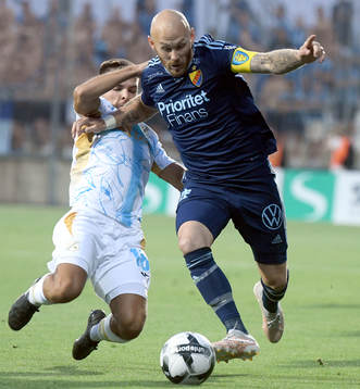 Lindon Salahi of Rijeka  and Magnus Eriksson of Djurgården