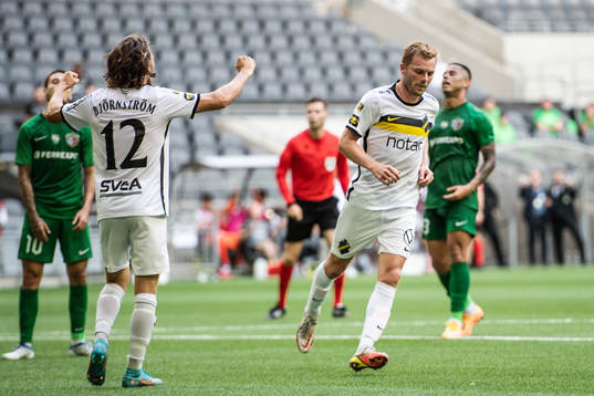 Sebastian Larsson of AIK celebrates scoring 2-2