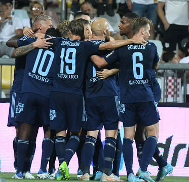 Hampus Finndell of Djurgården celebrates scoring 1-1