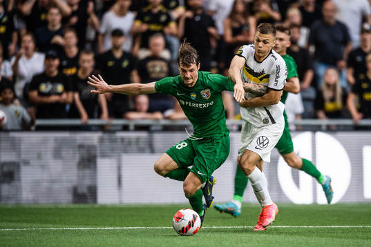 David Puclin of Vorskla Poltava and Erik Ring of AIK