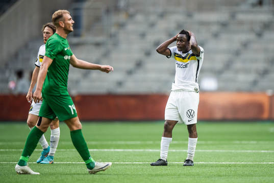 Erick Otieno Ouma of AIK looks dejected