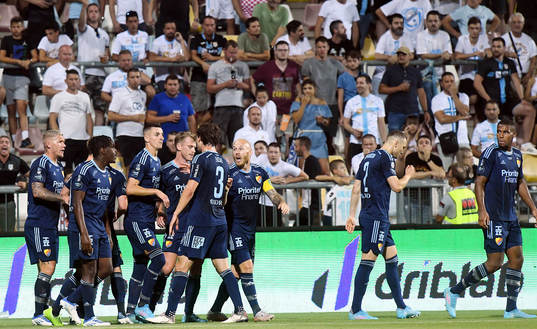 Hampus Finndell of Djurgården celebrates scoring 1-1