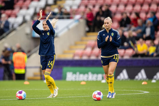 Nathalie Björn and Stina Blackstenius of Sweden