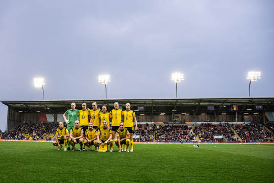 Players of Sweden line up for a team photo