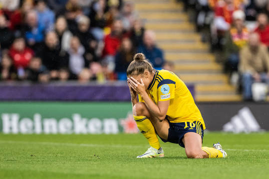 Filippa Angeldahl of Sweden looks dejected