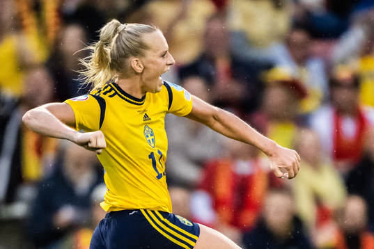 Stina Blackstenius of Sweden celebrates a disallowed goal