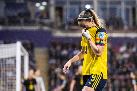 Kosovare Asllani of Sweden looks dejected