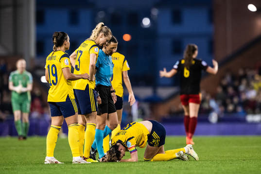 Kosovare Asllani of Sweden in pain