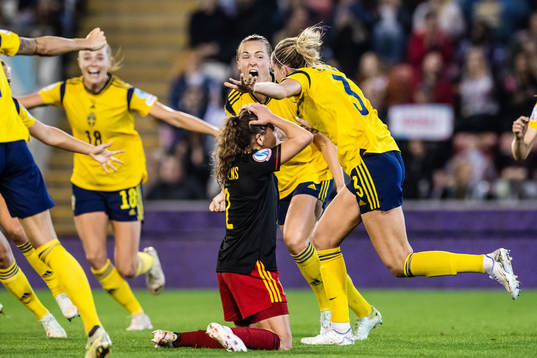 Linda Sembrant and Magdalena Eriksson of Sweden celebrate