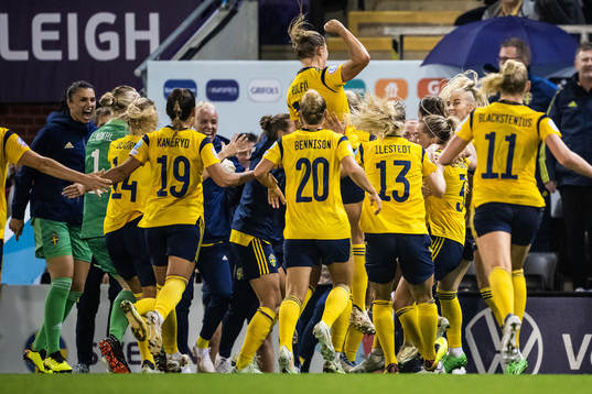 Players of Sweden celebrate