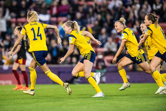 Linda Sembrant of Sweden celebrates