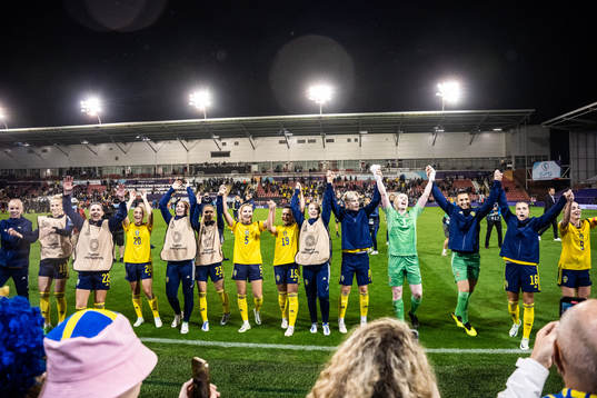 Players of Sweden celebrate