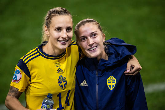 Nathalie Björn and Filippa Angeldahl of Sweden celebrate