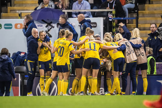 Players of Sweden celebrate